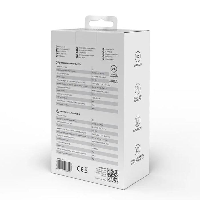 Savio TR-14 Трансмитер FM с Bluetooth и ładowarką PD 87.6