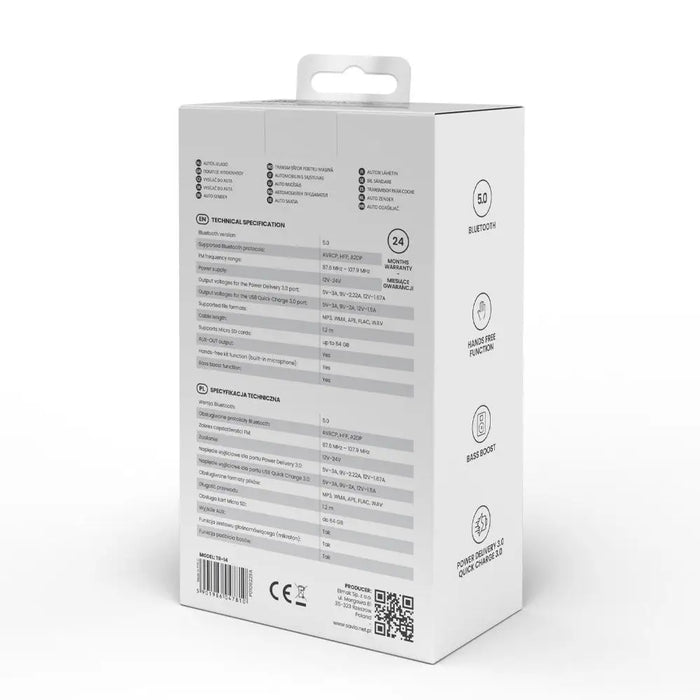 Savio TR-14 Трансмитер FM с Bluetooth и ładowarką PD 87.6