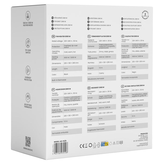 Savio AD-02 W домашен вентилатор бял