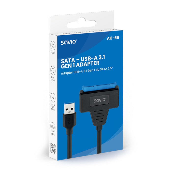 SAVIO AK-68 Адаптер USB-A 3.1 Gen 1 (M) - SATA (F) за 2.5" дискове