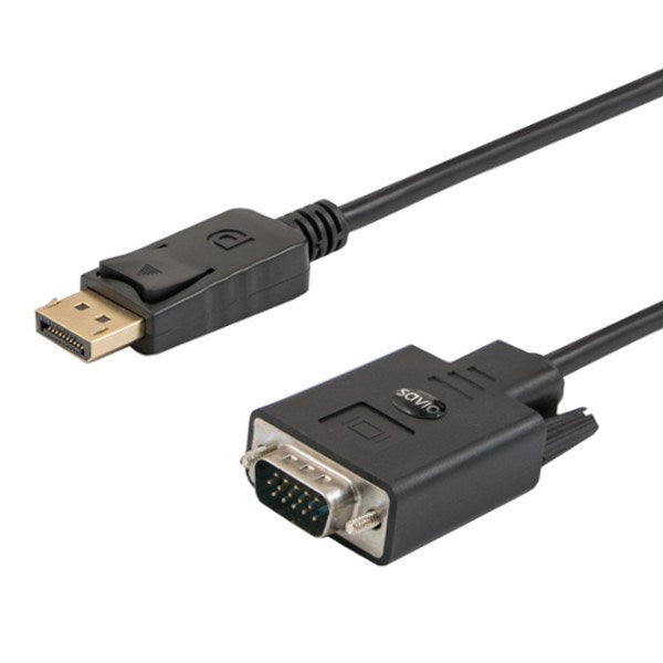 Savio CL-203 1.8 м DisplayPort VGA (D-Sub) Черен
