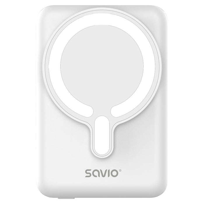 Външна батерия Savio BA-13 10000 mAh с безжично зареждане, бяла