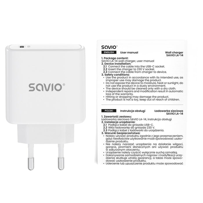 Зарядно за стена SAVIO LA-14 20W с Power Delivery 3.0