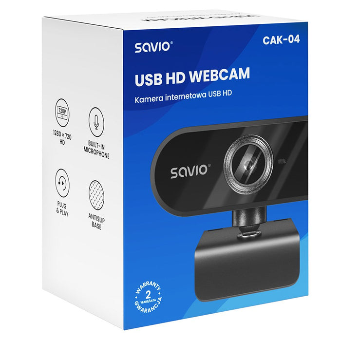 Savio CAK-04 уеб камера 720 MP 1280 x 720 пиксела USB Черна