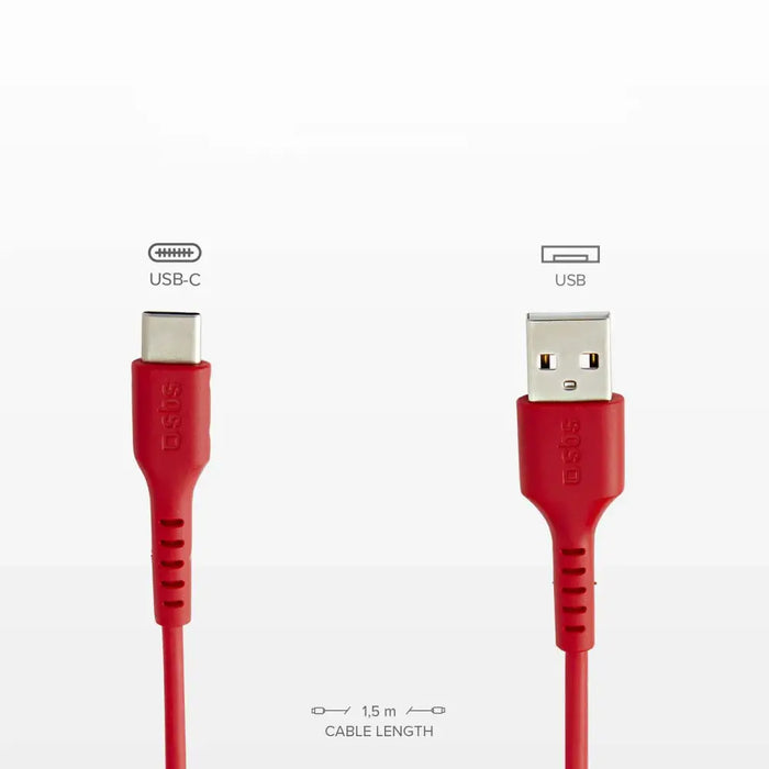 SBS TECABLEMICROC15R USB-A - USB-C кабел 1,5 м - червен