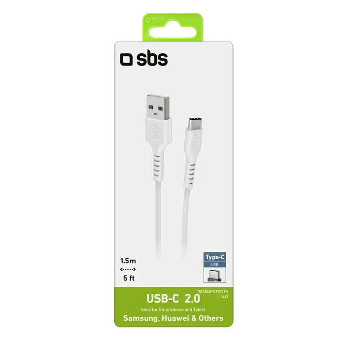 SBS TECABLEMICROC15W USB-A - USB-C кабел 1,5 м - бял