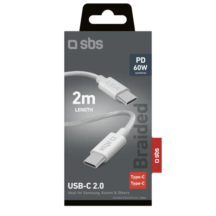 SBS TECABLETISSUETCC2G кабел 2 x USB-C 2m 60W с захранване