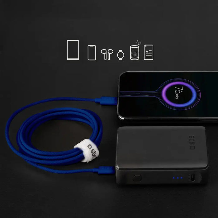 SBS TECABLETISSUETCCB USB-C - USB-C 1.5m 60W плетен кабел