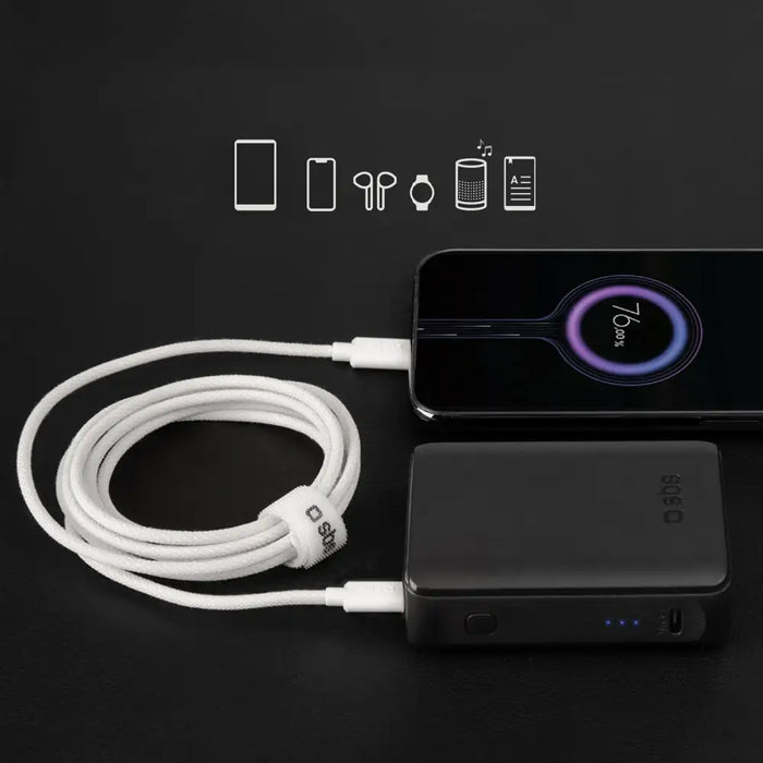 SBS TECABLETISSUETCCG USB-C - USB-C 1.5m 60W плетен кабел