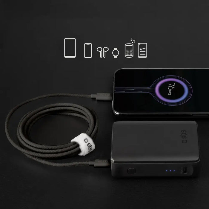 SBS TECABLETISSUETCK USB-C - USB-C 1.5m 60W плетен кабел