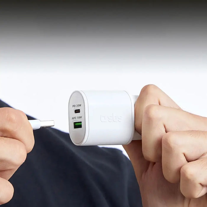 SBS TETRPD20W 20W USB-A USB-C стенно зарядно устройство
