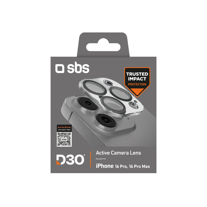 SBS Active Camera Lens D3O закалено стъкло за камера iPhone 16 Pro / 16 Pro Max