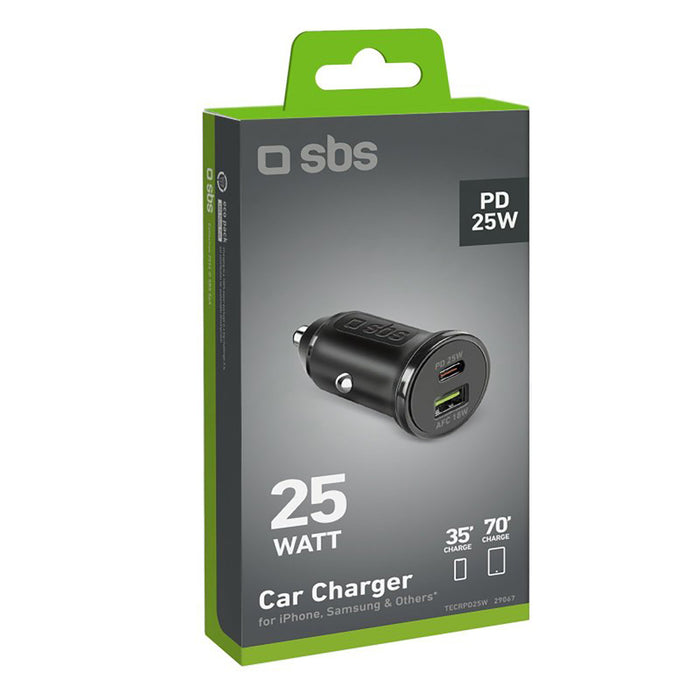 SBS TECRPD25W зарядно за кола 25W USB-A USB-C с захранване - черно