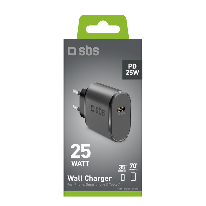 SBS TETR1CPD25 25W USB-C стенно зарядно устройство с мощност - черно