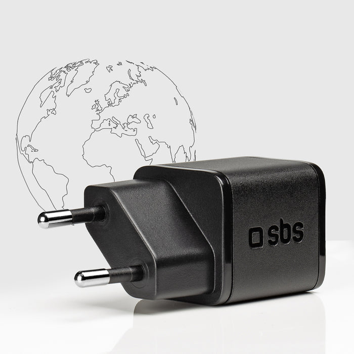 SBS TETRGAN1C20K 20W GaN USB-C стенно зарядно устройство с захранване - черно