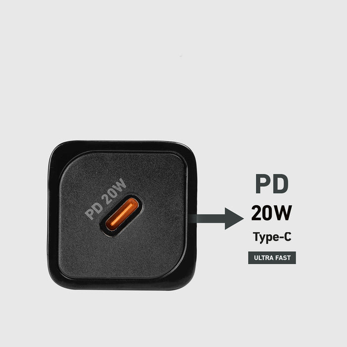 SBS TETRGAN1C20K 20W GaN USB-C стенно зарядно устройство с захранване - черно