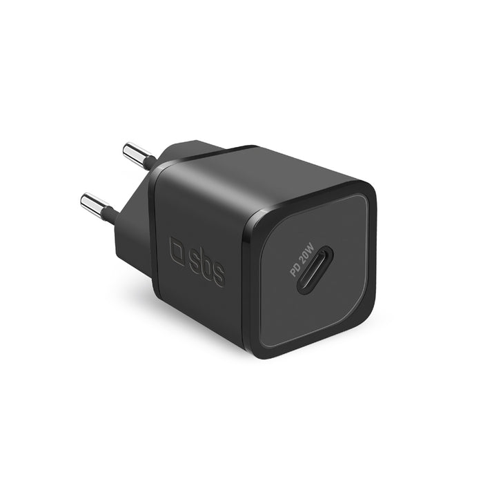 SBS TETRGAN1C20K 20W GaN USB-C стенно зарядно устройство с захранване - черно