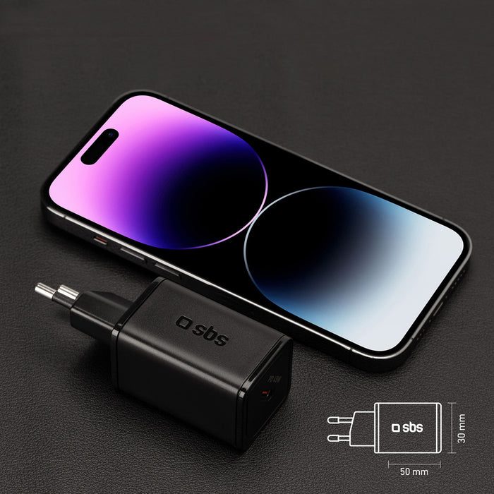 SBS TETRGAN1C45W 45W GaN USB-C стенно зарядно устройство с захранване - черно