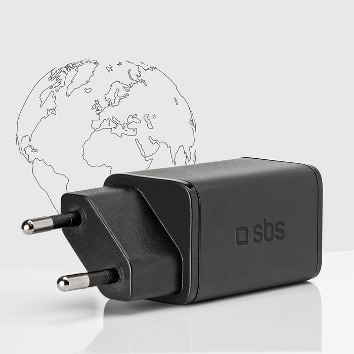 SBS TETRGAN1C45W 45W GaN USB-C стенно зарядно устройство с захранване - черно