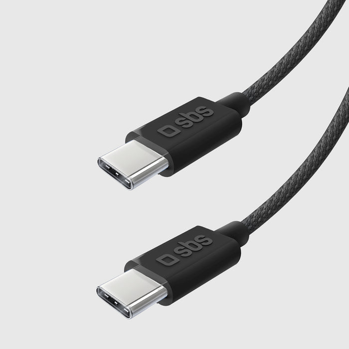 SBS TECABLETISSUETCK USB-C - USB-C 1.5m 60W плетен кабел - черен