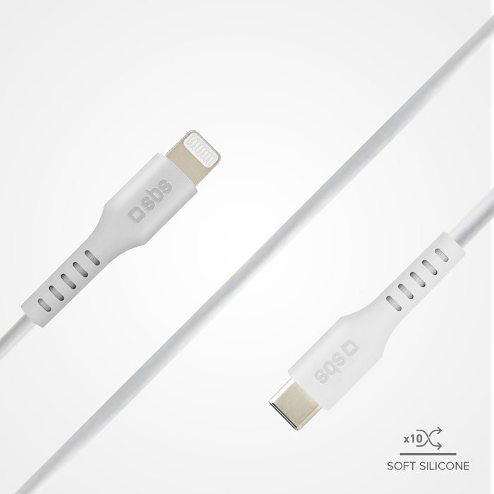 SBS TECABLELIGTC1W USB-C - Lightning Cable MFi Certified, 1m - Бял