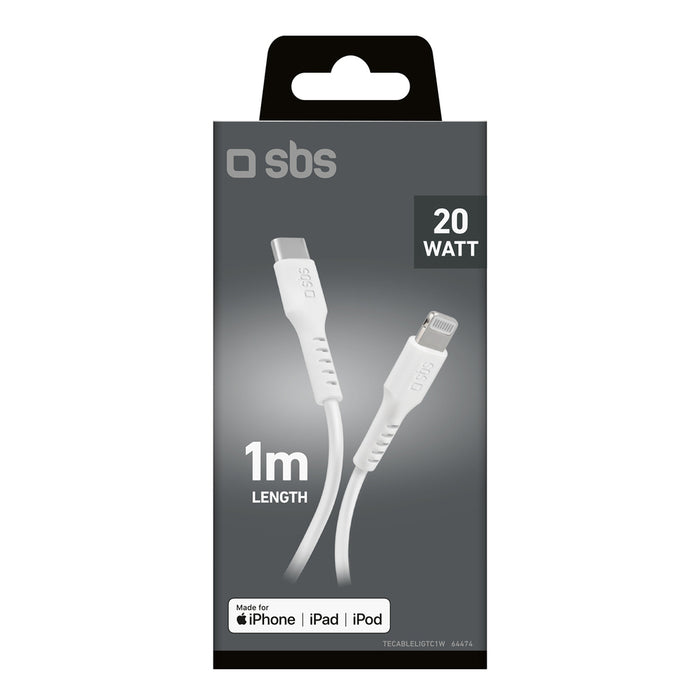 SBS TECABLELIGTC1W USB-C - Lightning Cable MFi Certified, 1m - Бял