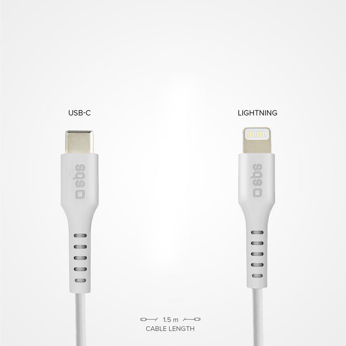 SBS TECABLELIGTC1W USB-C - Lightning Cable MFi Certified, 1m - Бял