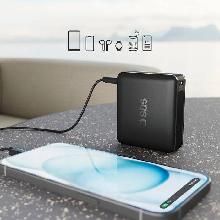 Преносима батерия Powerbank SBS TEBB10000HDPD20K 10000 mAh с Power Delivery - черен