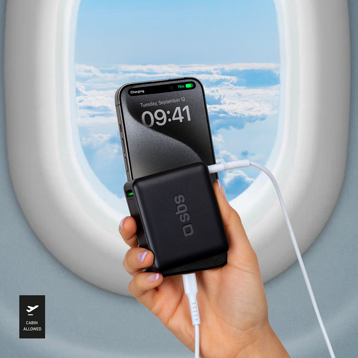 Преносима батерия Powerbank SBS TEBB10000HDPD20K 10000 mAh с Power Delivery - черен