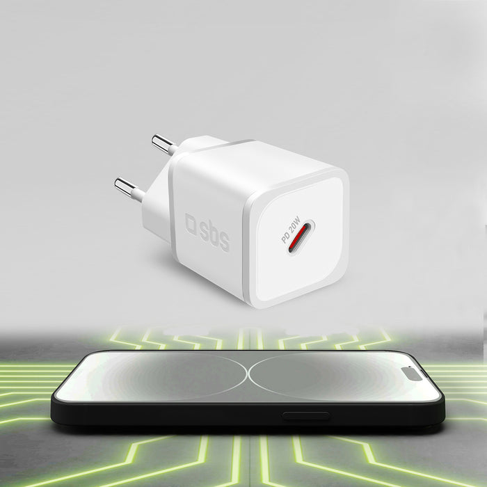 SBS TETRGAN1C20W 20W GaN стенно зарядно устройство с мощност - бяло