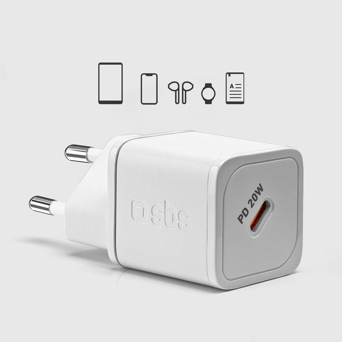 SBS TETRGAN1C20W 20W GaN стенно зарядно устройство с мощност - бяло