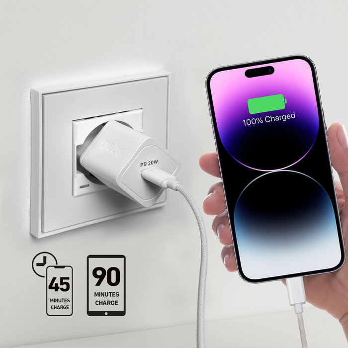 SBS TETRGAN1C20W 20W GaN стенно зарядно устройство с мощност - бяло