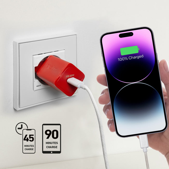 SBS TETRGAN1C20R 20W GaN зарядно устройство за стена с захранване - червено