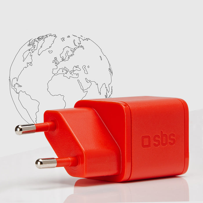 SBS TETRGAN1C20R 20W GaN зарядно устройство за стена с захранване - червено