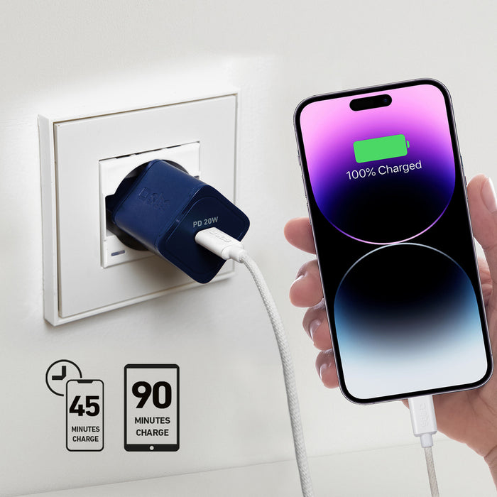 SBS TETRGAN1C20B 20W GaN стенно зарядно устройство с захранване - синьо