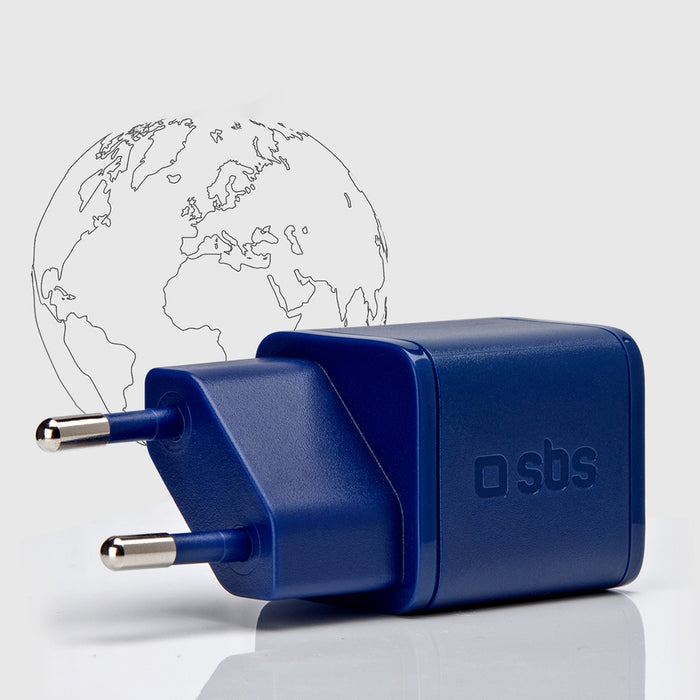 SBS TETRGAN1C20B 20W GaN стенно зарядно устройство с захранване - синьо