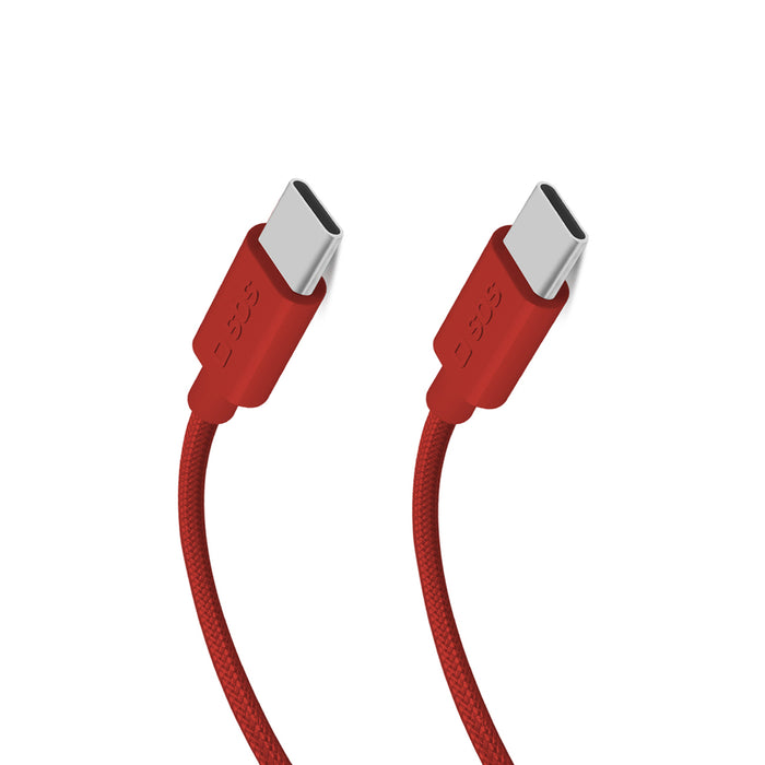 SBS TECABLETISSUETCCR USB-C - USB-C 1.5m 60W плетен кабел - червен