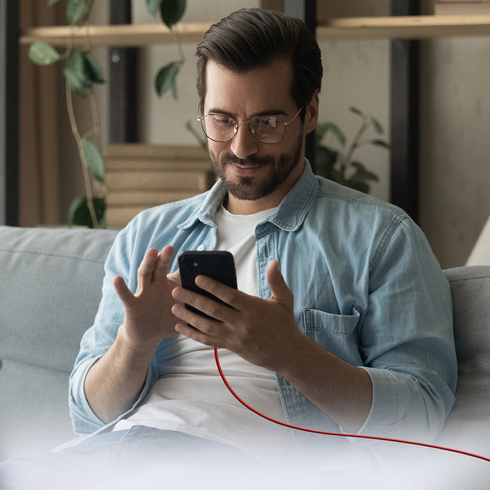 SBS TECABLETISSUETCCR USB-C - USB-C 1.5m 60W плетен кабел - червен