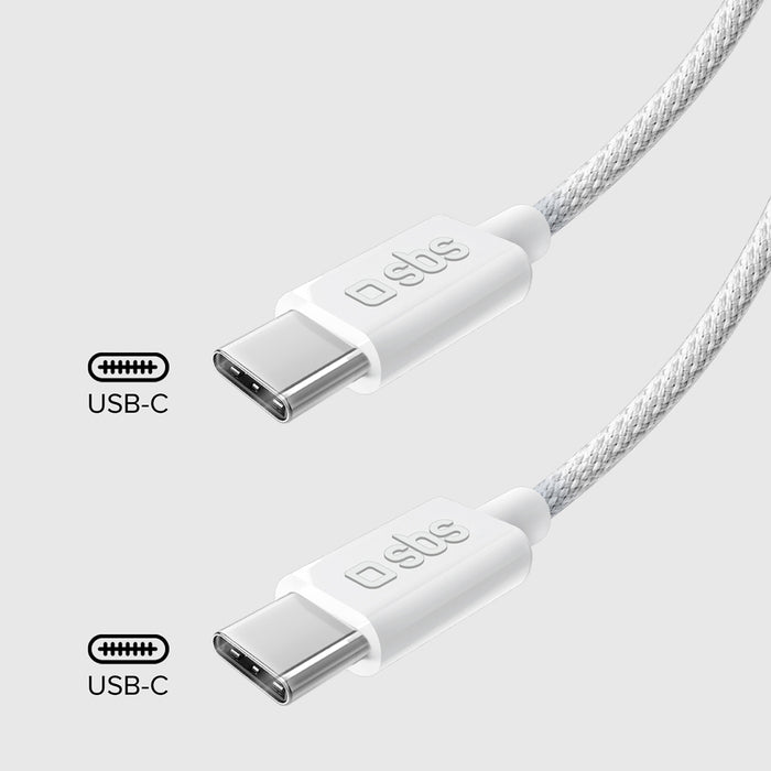 SBS TECABLETISSUETCCG USB-C - USB-C 1.5m 60W плетен кабел - сив