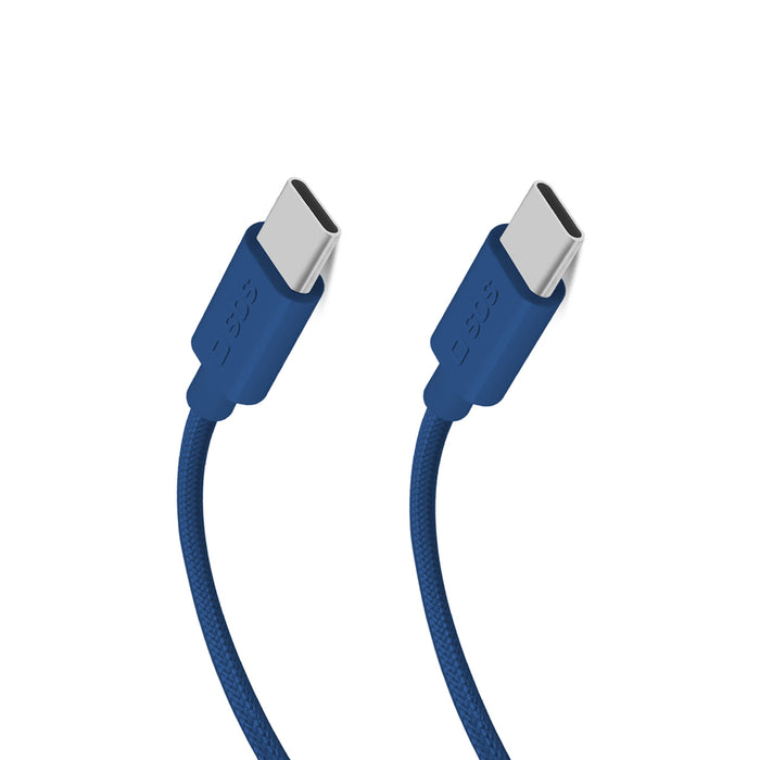 SBS TECABLETISSUETCCB USB-C - USB-C 1.5m 60W плетен кабел - син