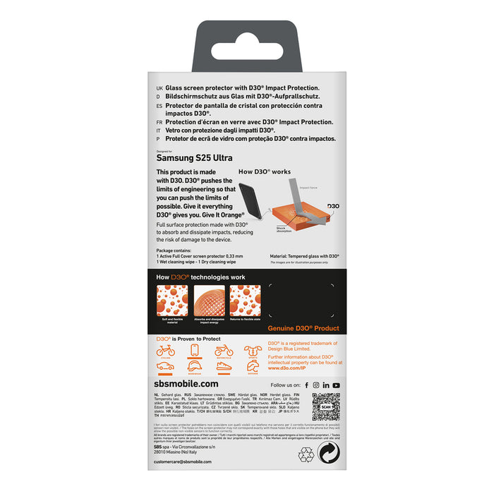 SBS Tempered Glass D3O с рамка за Samsung Galaxy S25 Ultra