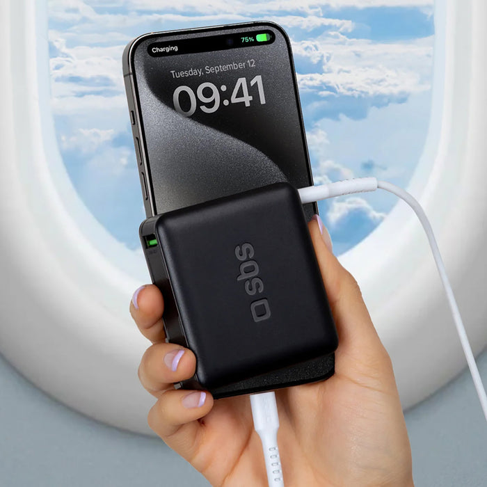Преносима батерия Powerbank SBS 20000mAh 65W PD AFC USB-C USB-A за лаптоп, таблет, смартфон - черен