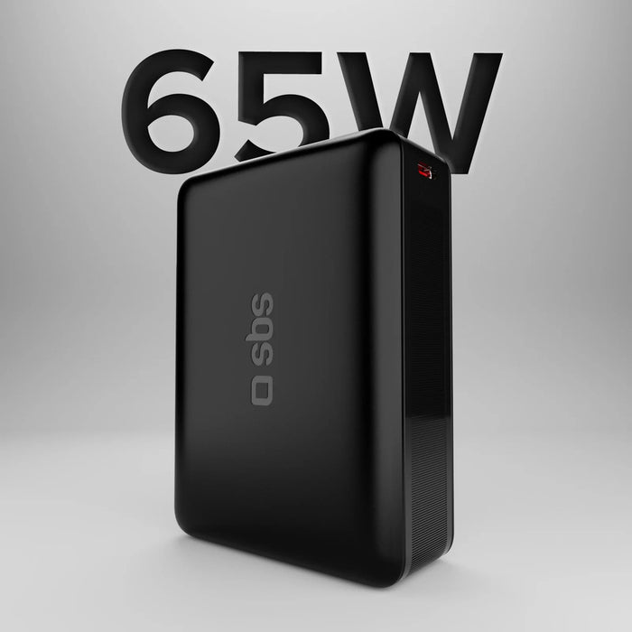 Преносима батерия Powerbank SBS 20000mAh 65W PD AFC USB-C USB-A за лаптоп, таблет, смартфон - черен