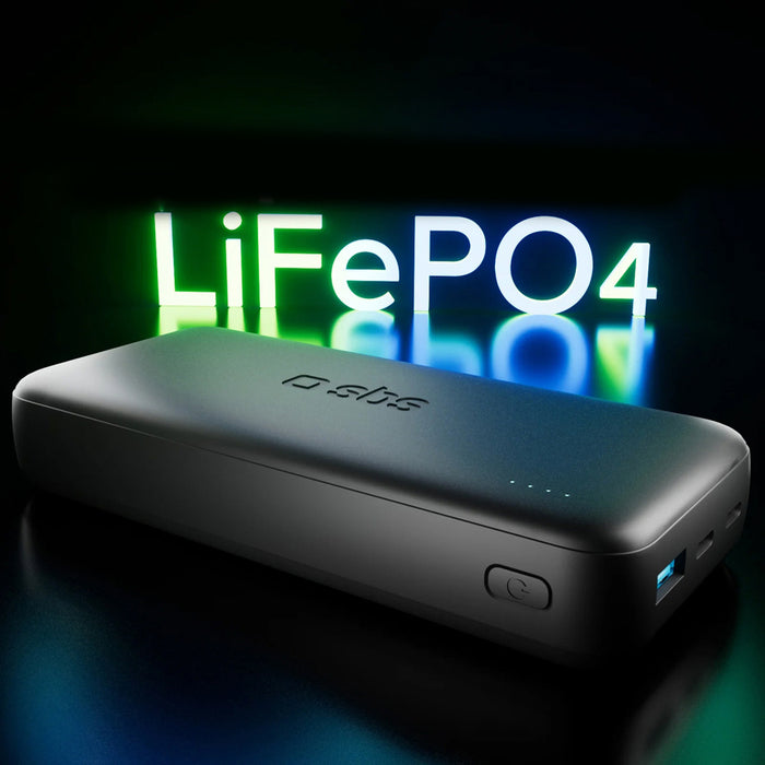 SBS Infinity Преносима батерия Powerbank 20000mAh 10W LiFePo₄ USB-A USB-C - черен