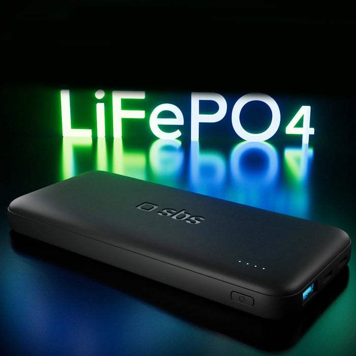 SBS Infinity Преносима батерия Powerbank 10000mAh 10W LiFePo₄ USB-A USB-C - черен