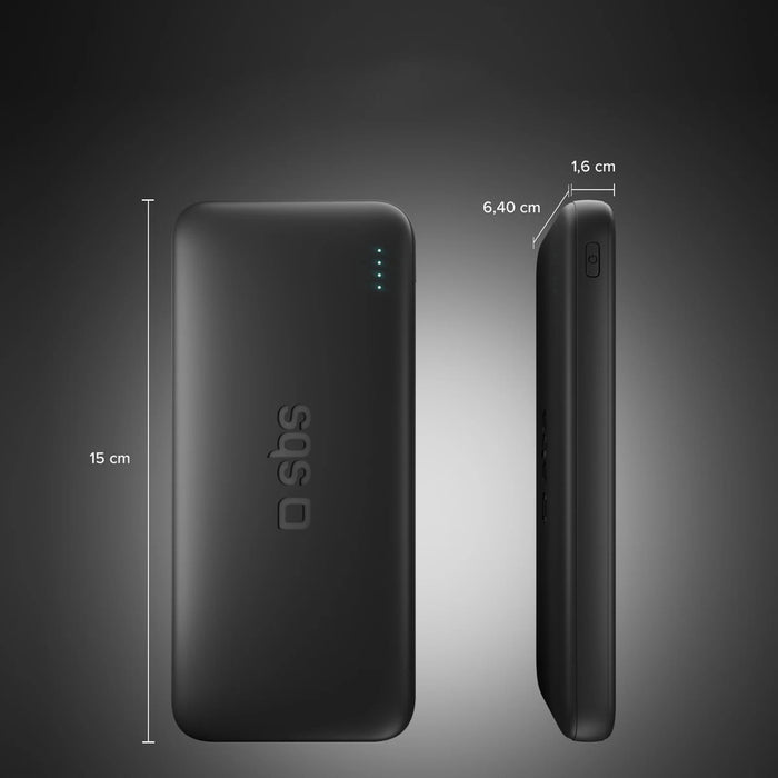 SBS Infinity Преносима батерия Powerbank 10000mAh 10W LiFePo₄ USB-A USB-C - черен