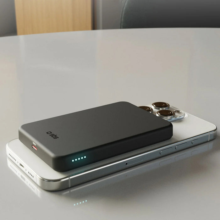 SBS Mag Power Qi2 5000 mAh Преносима батерия Powerbank, съвместим с MagSafe - черен