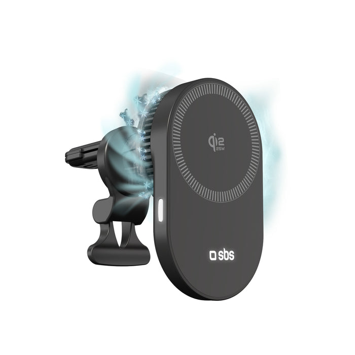 SBS Магнитен държач с Qi2.2 25W безжично зарядно с активно охлаждане - черен