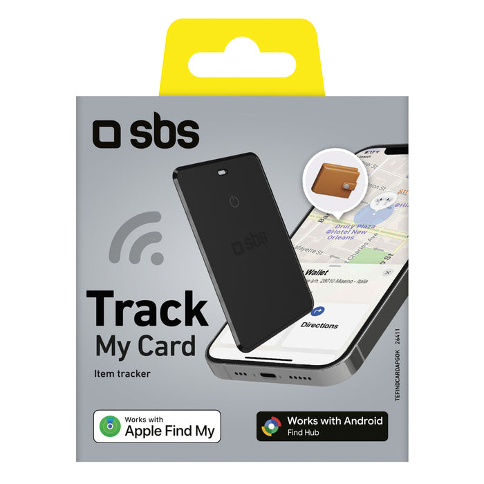 SBS Track My Card Ultra-Thin универсален локатор за iOS и Android - черен