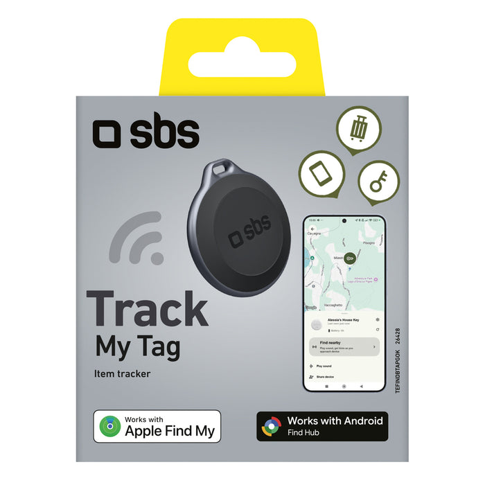 Тракер SBS My Tag, съвместим с iOS и Android - черен